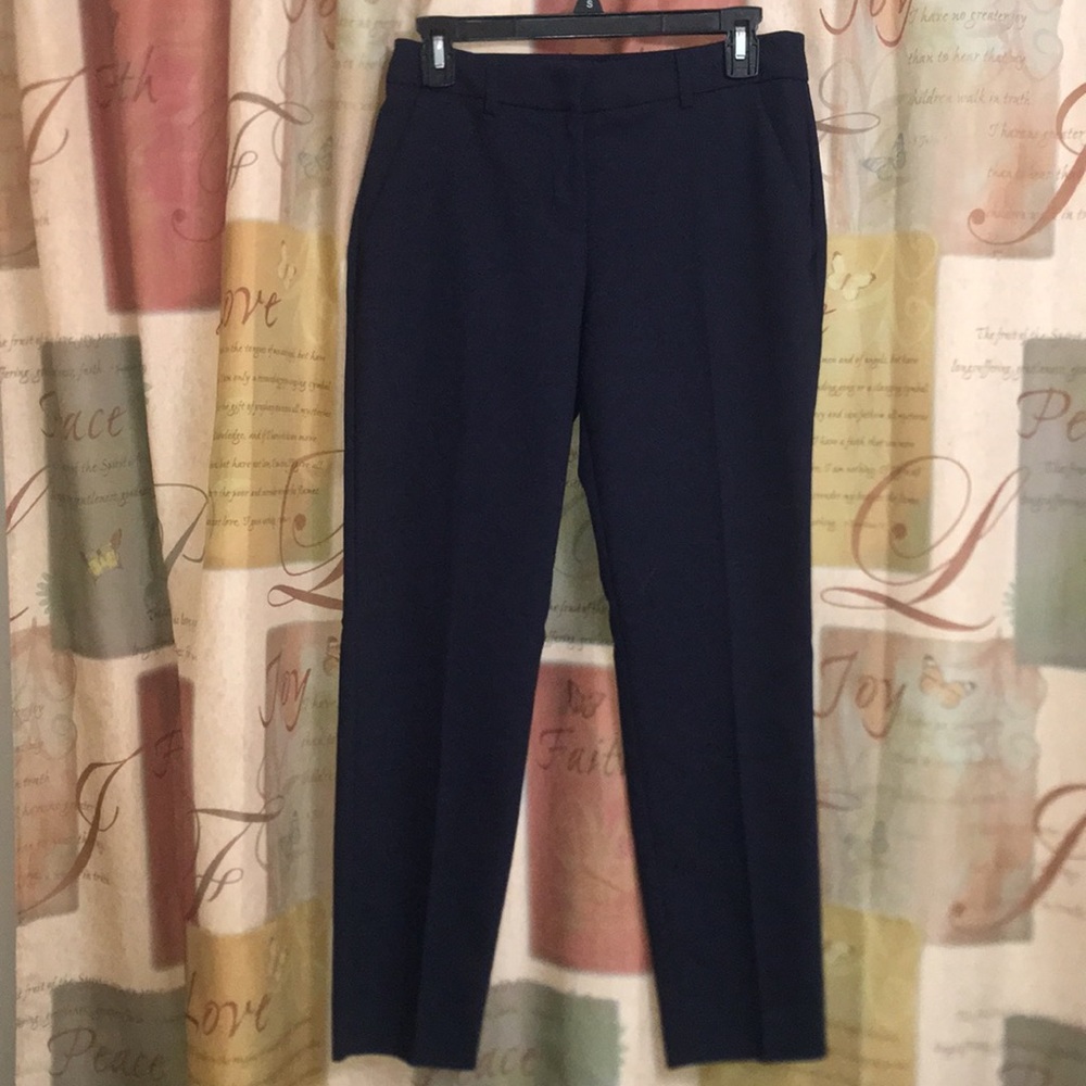 Navy Blue Columnist Ankle Mid Rise Pant